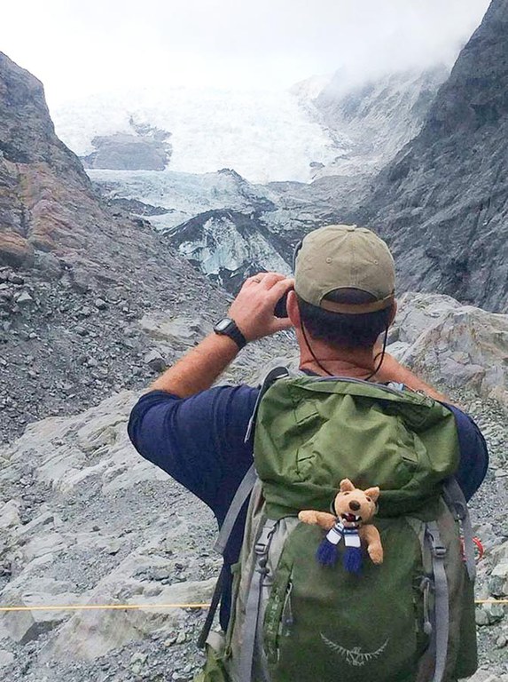ERM student visiting the Franz Josef glacier.