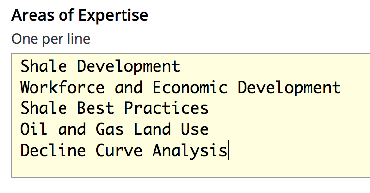 Areas of Expertise List