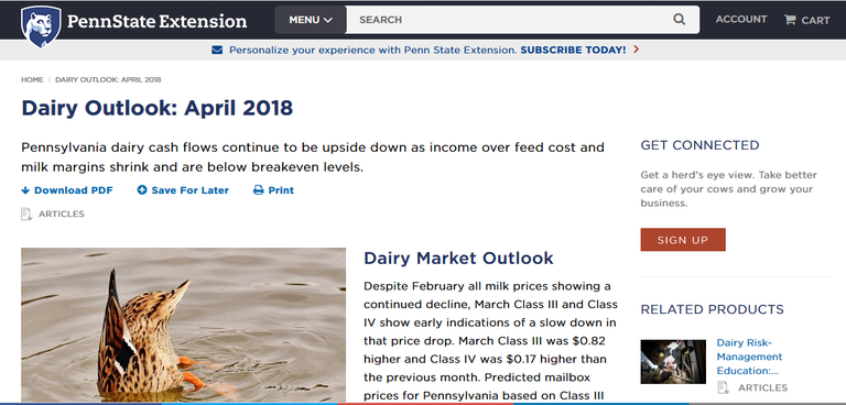 Dairy Outlook April 2018