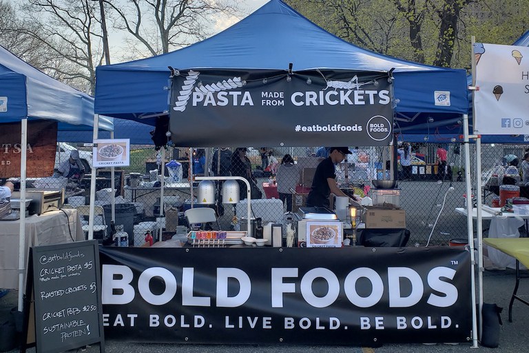 Bold Foods, winner of Ag Springboard 2017, sold cricket-fortified pasta to adventurous eaters at spring and summer festivals like the Queens Night Market celebrating diverse cuisines in New York City.