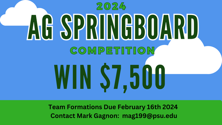 Put your ideas for solutions and new ventures into ACTION! Polish your pitch for the Ag Springboard contest.