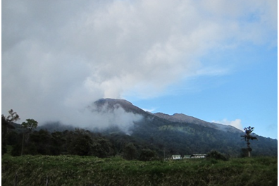 A view of Volcan Turrialba: the local active volcano near [students'] host town.
