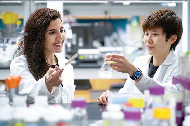 Graduate students in Penn State's College of Agricultural Sciences, Parisa Nazemi Ashani, left, and Wei-Shu Lin are working on a project to support the Chesapeake Bay. Photo: Maria Spencer