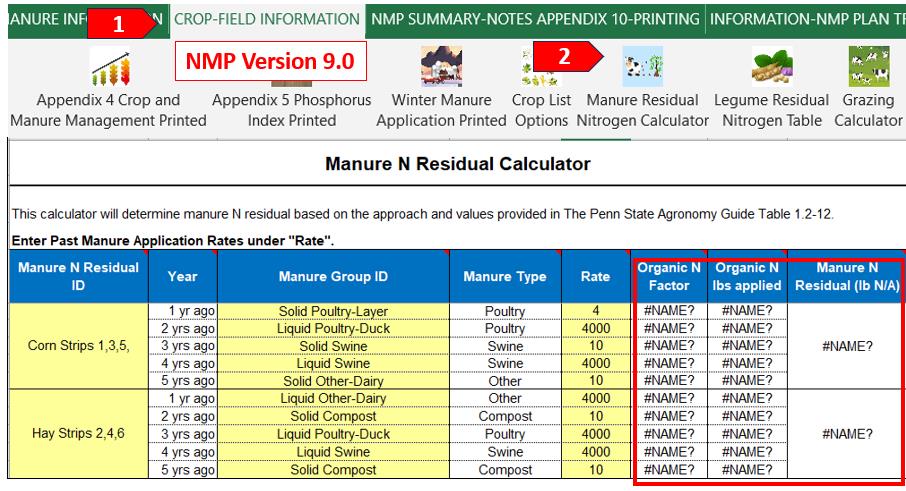 Version 9.0 Manure Residual 5-year Average Calculator