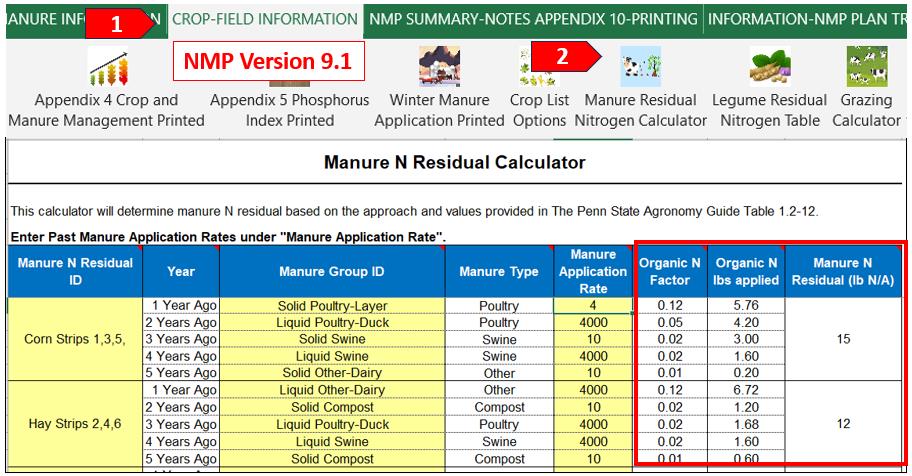 Version 9.1 Manure Residual 5-year Average Calculator