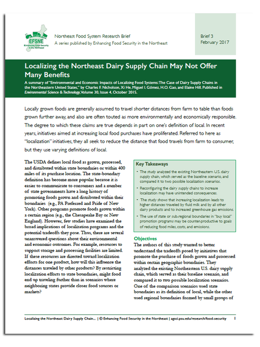 Cover of printer-friendly PDF version of Dairy Localization brief.