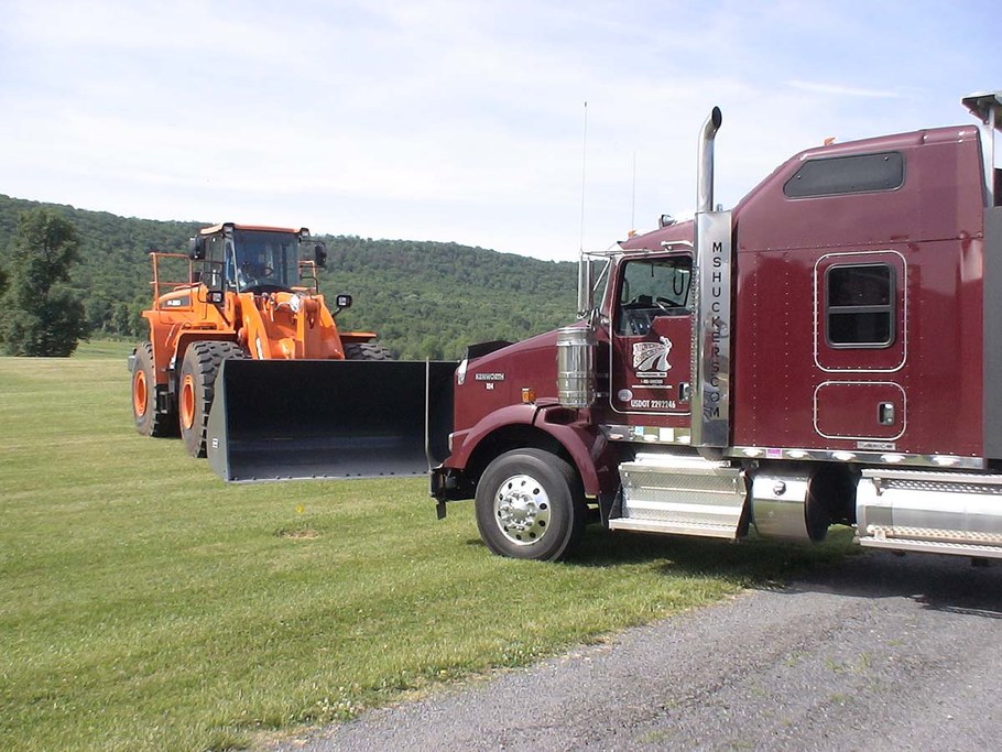 Front end loader getting ready for an equipment demonstration.